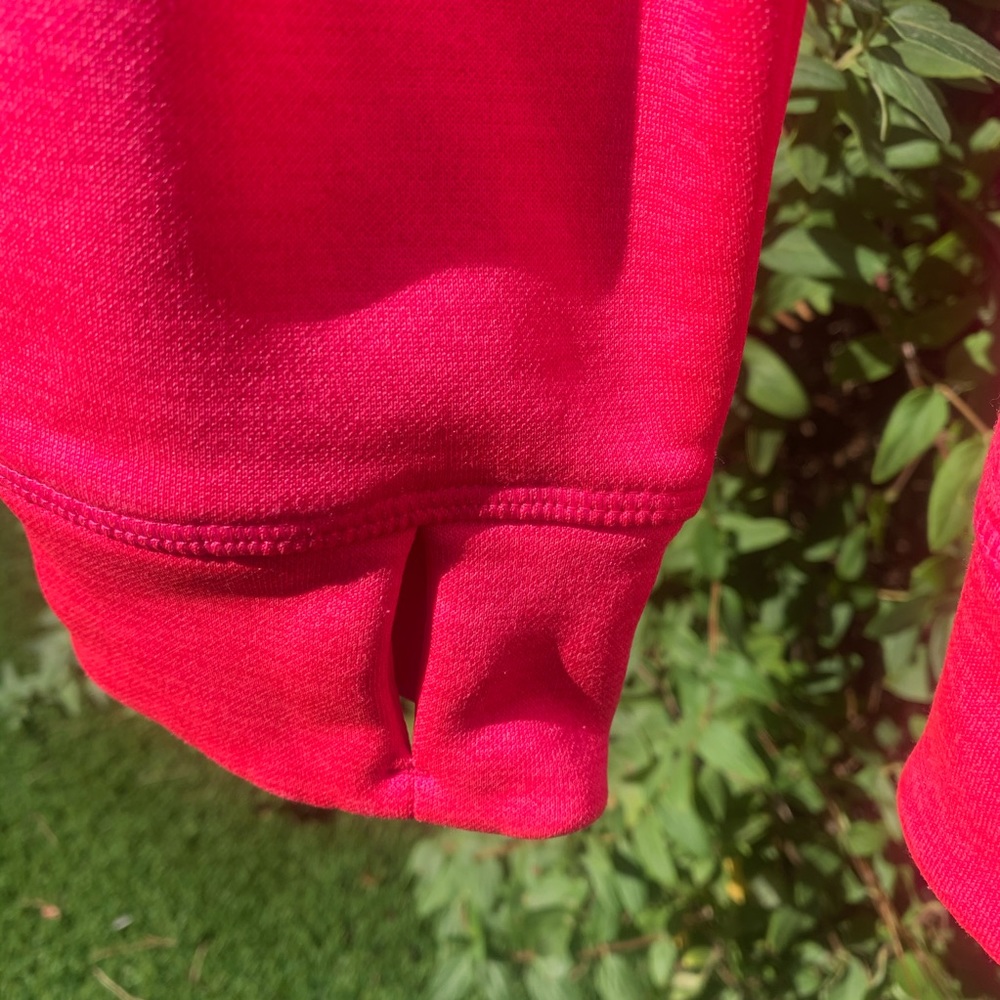 WOMENS SMALL PINK HOODED ADIDAS 2 POCKET THUMB LOOPS PULLOVER SWEATSHIRT - Picture 4 of 7